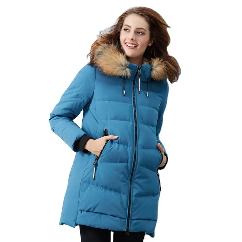 TANBOER Women's Down Jacket Female Jacket Long Coat Waterproof Puffer Coats Red Fur Winter Coat Quality