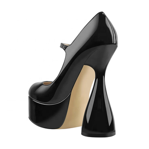 Escarpins à talons noir et courts pour <span class=keywords><strong>femme</strong></span>, chaussures mary jane à boucles, avec <span class=keywords><strong>petit</strong></span> matériau en cuir, logo privé - Product Image 6