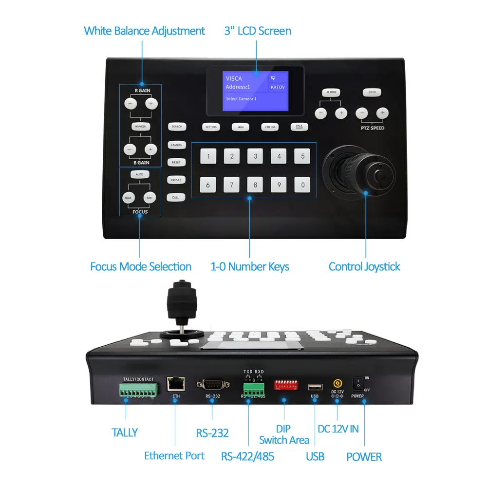 USB Live Streaming, broadcast universal Remote Control 3D O nvif PTZ Console IP Camera System POE joystick controller