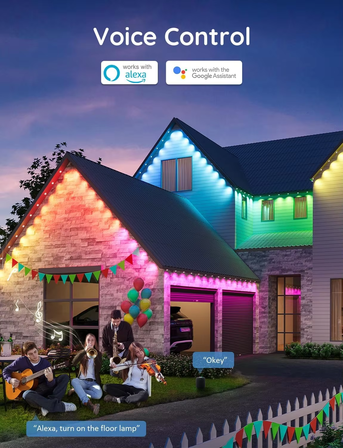 Christmas Decoration Holiday Led String Wifi Control Led Pixel Point Light 15M/30LED Source Outdoor Permanent Led Light