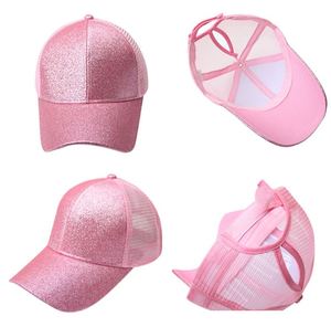 Gorras de béisbol de verano para mujer al por mayor con purpurina, sombreros de malla con cola de caballo y lentejuelas para dropshipping - Product Image 5