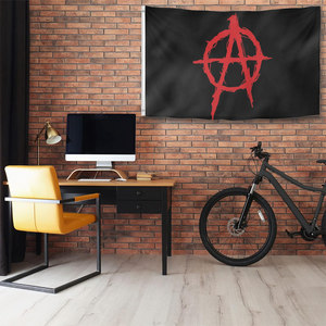 Bandiera Anarchista a Cerchio, Nera con Graffiti Rossi, Stile Punk e Gotico, Simbolo dell'Anarchia, OEM - Product Image 3