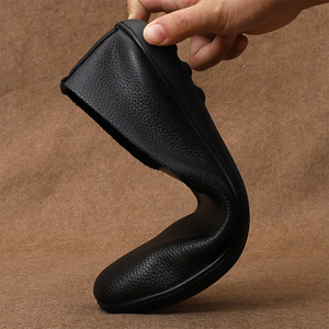 Mocassins pour hommes en cuir véritable, semelle en caoutchouc, bout rond, antidérapants, chaussures décontractées de printemps - Product Image 2