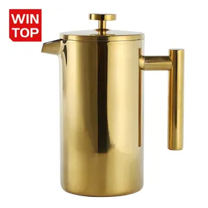 Custom 350ml 1000ml Coffee Maker Double Wall Stainless Steel Black Gold Rose Gold French Coffee Press