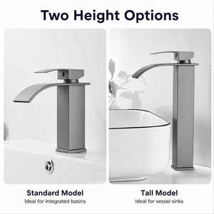 Rubinetto a Cascata Cromato per Lavabo Bagno, Miscelatore Monocomando per Hotel e Appartamenti - Product Image 3