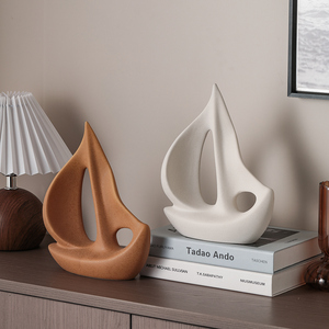 Sailing Boat Decoration <b>White</b> Ceramic Modern Abstract Sculpture For Living Room Study Home Decor Display Cabinet Art Piece - Product Image 3