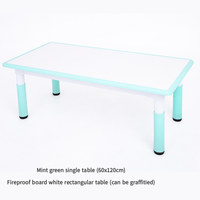 Ensemble table et chaises rectangulaires réglables en plastique pour 6 enfants, design moderne et simple, idéal pour l'apprentissage et l'écriture des tout-petits en maternelle.
