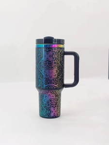 2025 Laser mạ thép không gỉ chân không cà phê du lịch <span class=keywords><strong>Mug</strong></span> với xử lý và rơm cho lạnh và nóng đồ uống Electroplated 40oz cup - Product Image 5