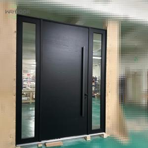 Cửa xoay gỗ nguyên khối cao cấp làm từ gỗ sồi và gỗ gõ đỏ, có <span class=keywords><strong>2</strong></span> cửa phụ bên hông, cửa ra vào chính bằng gỗ. - Product Image 4