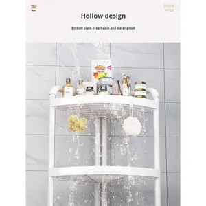 Étagère <span class=keywords><strong>de</strong></span> rangement <span class=keywords><strong>de</strong></span> <span class=keywords><strong>salle</strong></span> <span class=keywords><strong>de</strong></span> <span class=keywords><strong>bain</strong></span> mobile en <span class=keywords><strong>plastique</strong></span> à trois niveaux, non pliable, sur pied, pour les espaces étroits et les toilettes - Product Image 4