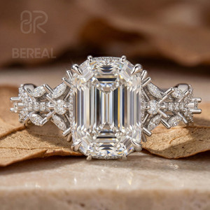 IGI Certified Vvs CVD Lab Grown Diamond Engagement <b>Ring</b> Women Custom 925 <b>Silver</b> <b>Emerald</b> Lab Created Diamond <b>Ring</b> Fine Jewelry - Product Image 1