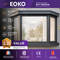 Fenêtre en baie moderne EOKO en aluminium avec grands panneaux de verre fixes, design à cadre fin, pour vue panoramique et lumière naturelle