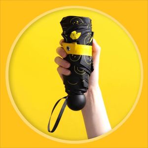 Parapluie pliant classique jaune et noir avec motif Smiley - Product Image 2