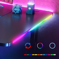 Fibre de carbone RGB Corner Esports Desk Desk Desk Desk Bureau d'ordinateur de jeu d'ancre en forme de L