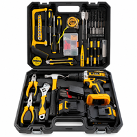Kit de Herramientas Inalámbricas de 21V, Juego Completo de Herramientas Manuales para el Hogar con Taladro Eléctrico, Alicates, Llave Inglesa y Martillo para Reparaciones y Mantenimiento