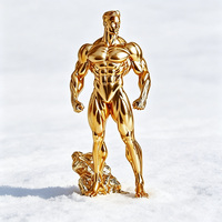 Statue de Culturiste Masculin Doré et Musclé, Sculpture Brillante de Force, Décoration de Bureau, Trophée Cadeau pour les Amateurs de Fitness