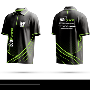 Customizable Men's Short Sleeve Jersey Shirt Black Green Solid Lightweight Quick Dry Polyester Business Casual Style - Product Image 1