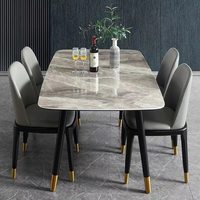 Table à manger carrée moderne de luxe en bois massif 4 places, plateau en pierre frittée durable et écologique, assemblée pour salles à manger domestiques