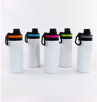 Nouveau Produit en Gros Bouteille d'Eau en Aluminium de 600 ml Vierge pour Sublimation pour Sports et Impression par Sublimation avec Bouchon Coloré