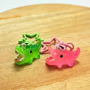 Porte-clés en résine transparente en forme de mini-alligator de dessin animé, breloques crocodile, mousqueton étoile, anneau porte-clés, décoration animale Kawaii, vente en gros - Product Image 5
