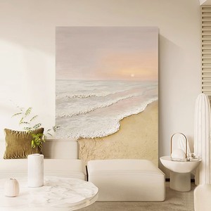 Hand Painted Oil Painting Beach Sunrise Landscape Modern Minimalist Living Room Wall Art Unframed Impressionism Style Decor - Product Image 3