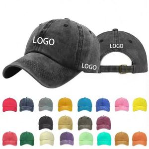 Wholesale Blank Washed Unstructured Low Profile Dad Hat Custom Logo Cotton Plain Strapback Vintage Baseball Cap - Product Image 1