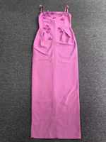 Robes de soirée et de bal mi-mollet sans manches, taille empire perlée, rose sexy, personnalisées en usine OEM pour femmes