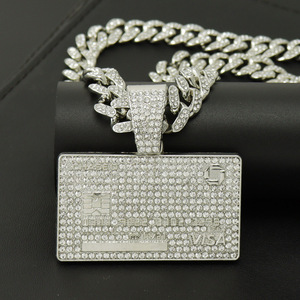 Prezzo ragionevole <span class=keywords><strong>donna</strong></span> personalizzato grande oro pesante carta di credito ciondolo Moissanite maglia cubana collana Hiphop gioielli - Product Image 1