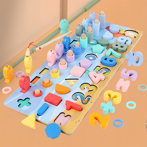 Blocchi di costruzione assemblati puzzle tridimensionale corrispondenti numeri di pesca logaritmica bordo giocattoli di legno per i bambini - Product Image 4