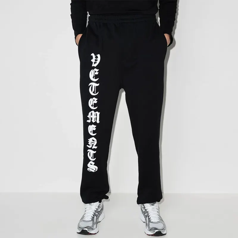 Black Custom Print Embroidered Logo Cotton Men Trousers Jogger Sweatpants Track Pants