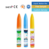 Stylo à bille flottant liquide avec logo personnalisé, en plastique, bricolage, fleur 3D, cristal, souvenir, stylo à bille à boule en mouvement, cadeau publicitaire pour enfants