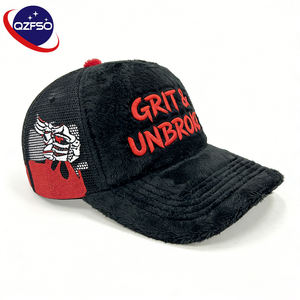 QZFSO Gorra de Béisbol de Malla de 5 Paneles de Alta Calidad al por Mayor, Gorra Trucker de Terciopelo con Logotipo Bordado 3D Personalizado - Product Image 1