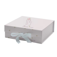 Großhandel Weiße Rosa Blumen-Geschenkbox mit Schleife und Individuellem Logo für Babyparty, Neugeborene, Mutterschaft, Magnetische Geschenkbox für Mütter