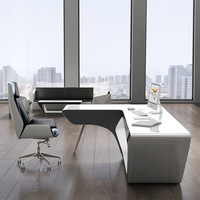 Bureau de table de luxe de meubles blancs de réception d'ordinateur moderne, utilisation de patron en pierre de corians