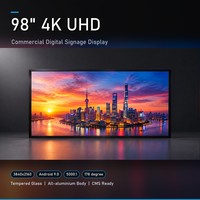 Layar Iklan Digital Signage 98 Inci 4K UHD Android 9.0 CMS Kaca Tempered 8GB ROM Dilengkapi WiFi