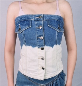 OEM Stock di fabbrica di vendita calda da donna senza spalline <span class=keywords><strong>Denim</strong></span> top Casual estivo da donna - Product Image 1