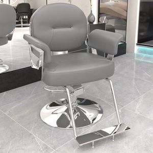 Chaise de barbier hydraulique noire, chaise de coiffure rembourrée, siège de coiffure avec base en métal pour salon de beauté - Product Image 2