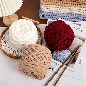 Fil Chenille Queue <span class=keywords><strong>de</strong></span> Chat, <span class=keywords><strong>Pelote</strong></span> <span class=keywords><strong>de</strong></span> Fil Acrylique Mélangé Épais 8mm, Matériel pour Tricot Manuel et Crochet <span class=keywords><strong>de</strong></span> Poupées - Product Image 3