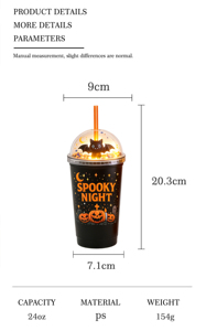 Vaso de Plástico Luminoso Personalizado de Fábrica para Halloween, Vaso Brillante con Diseño de Calabaza y Fantasma, Decoraciones de Halloween para Niños - Product Image 5
