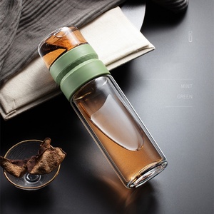 Custom 500ml/18oz <b>Double</b> <b>Wall</b> Tea Infuser <b>Mug</b> Glass Drinking Bottle and Water Bottle with Fruit Infuser Tumbler Type - Product Image 1