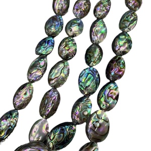 Perles ovales <span class=keywords><strong>double</strong></span> <span class=keywords><strong>face</strong></span> en coquille d'ormeau, matériaux naturels semi-finis pour la fabrication de bijoux DIY, vente en gros, Yiwu - Product Image 1