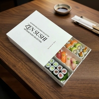 Boîte à sushi de luxe personnalisée, emballage pour la restauration rapide, boîtes à emporter avec inserts pour coupelles de sauce, boîte à sushi pour poisson, boîte à rouleaux de sushi