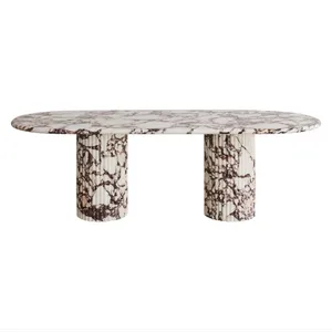 Calacatta Viola Antica Oval Dining Table 12 Seater Marble Personalized Natural Home Furniture Dining Room Modern Stone / Marble