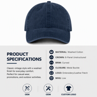 Casquette de baseball unisexe en velours de coton vintage, ajustable, avec logo personnalisé, effet vieilli, style trucker, pour le sport, vente en gros