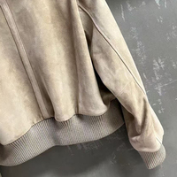 Jxwatcher Veste Bomber Femme en Daim Véritable et Peau de Mouton, avec Rivets, Fermeture Éclair, Respirante et Coupe-Vent, Collection Automne-Printemps 2026