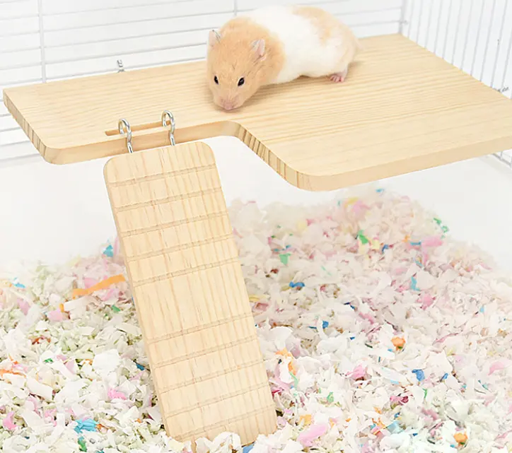 Jouets de Hamster à plateforme en bois, jouet d'exercice en bois d'escalade pour Hamsters, accessoires de Cage, vente en gros