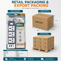 Multiprise universelle 3 voies avec double port USB Type C et interrupteur principal, idéale pour appartement, directement de l'usine OEM