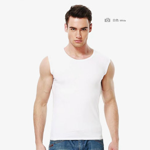 Canotte da uomo personalizzate con logo per allenamento, in cotone grigio, nero, bianco - Canotte da uomo senza maniche - Product Image 5