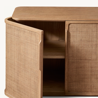 Buffet moderne en bois massif et rotin de haute qualité, armoire de salle à manger en chêne et meubles assortis pour la salle à manger.