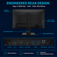 Moniteur professionnel 27 pouces 4K UHD IPS Creator 3840x2160 97% DCI-P3 10 bits Type-C 65W KVM Hub USB HDR400 – Affichage professionnel disponible en OEM